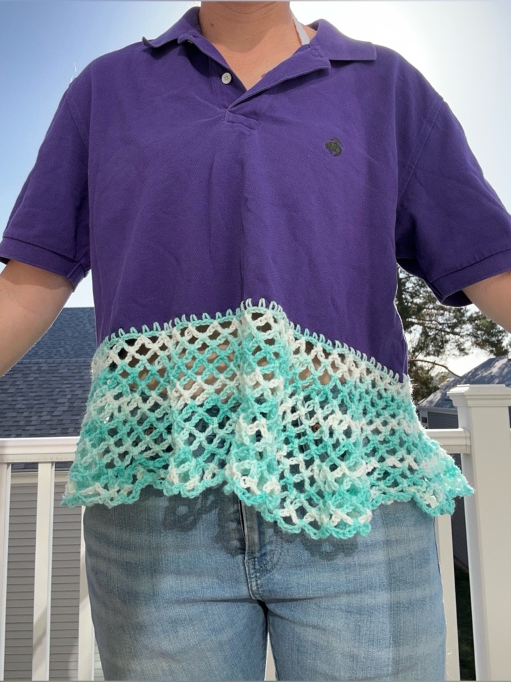 Upcycled crochet polo